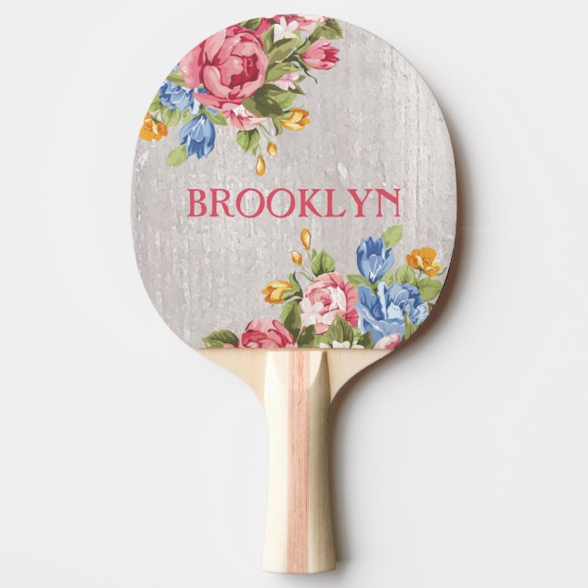 Floral Custom Personalized Ping Pong Paddle (Front)