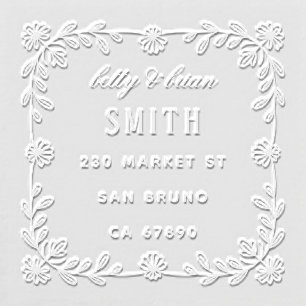 Floral Custom Return Address Embosser