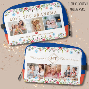 Floral Custom Text Monogram Family Photo Dopp Kit 