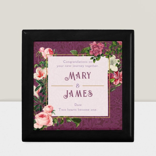 Floral Custom Text Wedding Anniversary Gift Red Box (Creator Uploaded)