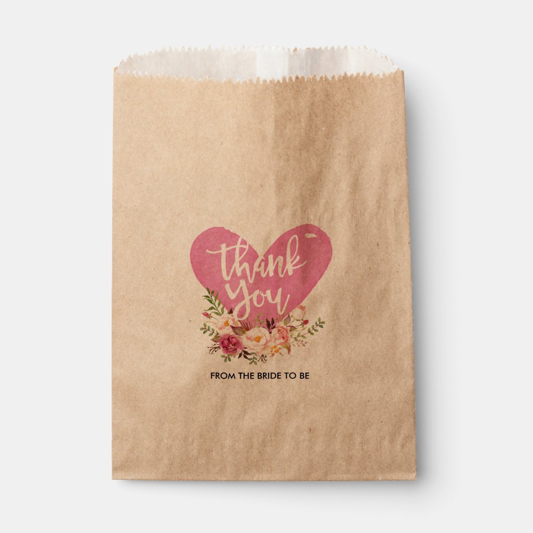 Floral Custom Thank You Kraft Paper Bag | Zazzlecom | Custom Paper