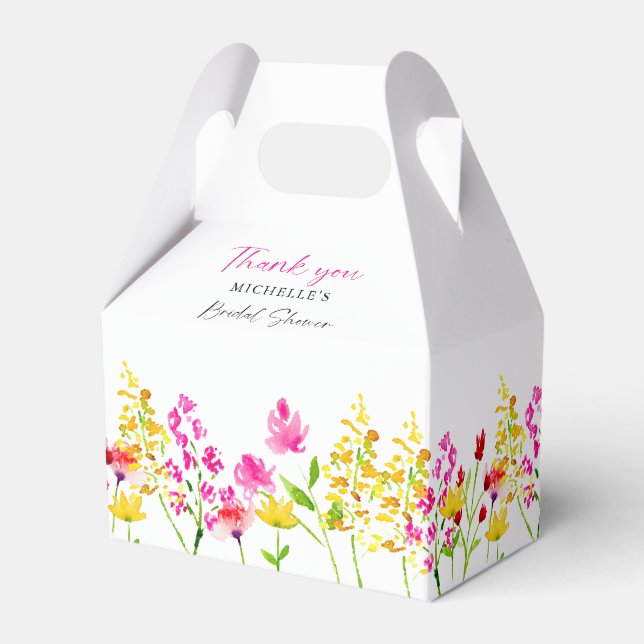 Floral Custom Wildflower Bridal Shower Script Favor Boxes (Front Side)