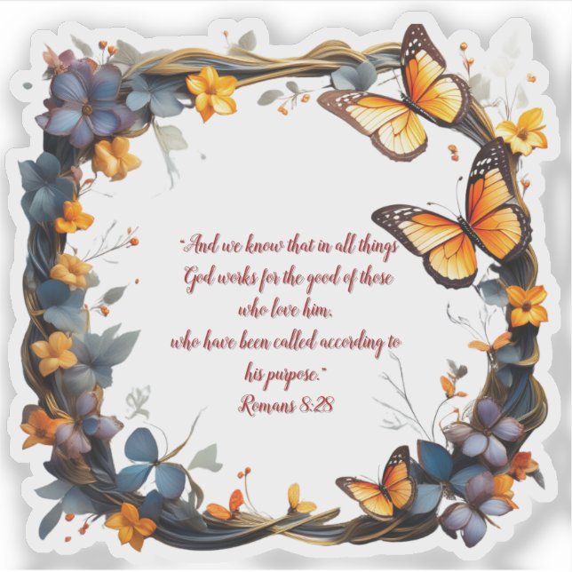 Floral Customizable Bibe Verse Custom-Cut Vinyl  Sticker (Front)