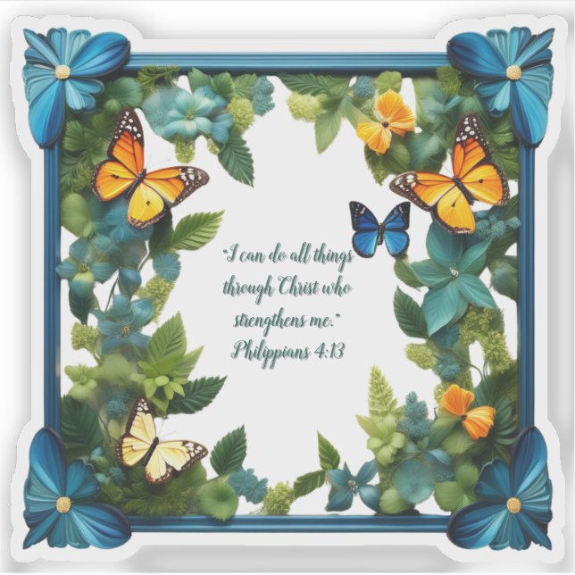 Floral Customizable Bibe Verse Custom-Cut Vinyl  Sticker (Front)