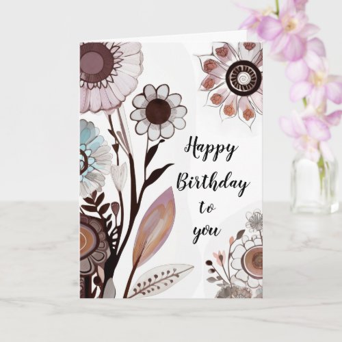 Floral Customizable Message Happy Birthday Card