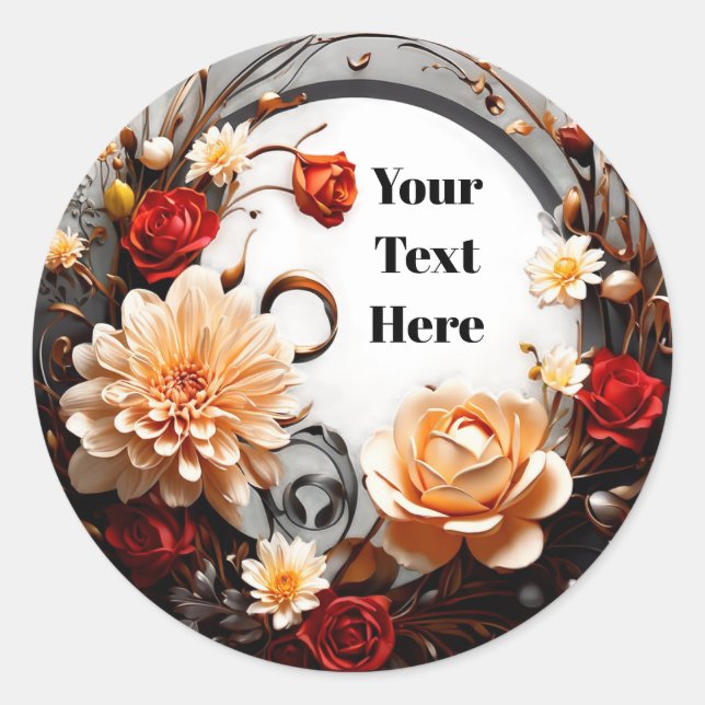 Floral Customizable Sticker Party/Weddings (Front)
