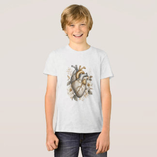 floral cute anatomical heart gold and gray Tri-Blend shirt