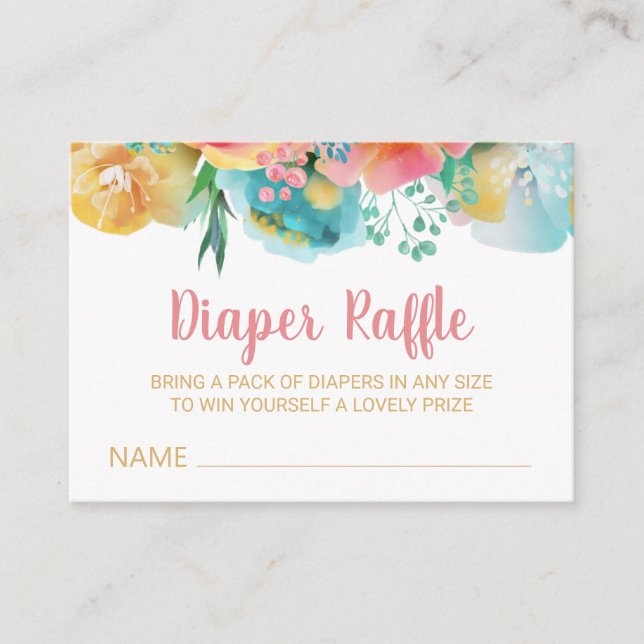 *~* Floral Cute Baby Bear Cub Diaper Raffle Enclosure Card (Front)