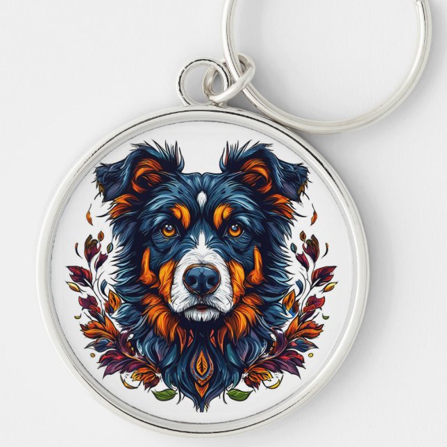 🐶 Floral Cute Dog Keychain For Pet Lovers Gift 🌸 (Front)