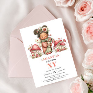 Floral Cute Fairy 3rd Birthday Pink Invite Card