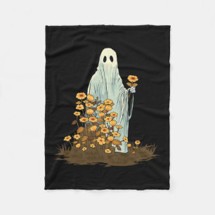 Floral Cute Halloween Ghost Spooky Gothic Fleece Blanket