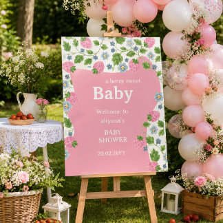 Floral Cute Pink Berry Sweet Baby Shower Welcome Foam Board