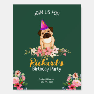 Floral Cute Puppy Kids Birthday Foam Board
