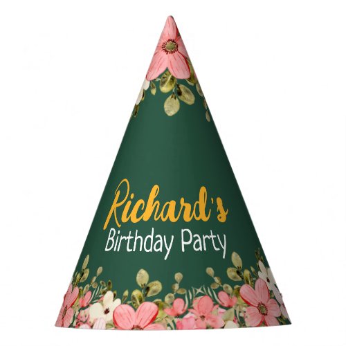 Floral Cute Puppy Kids Birthday Party Hat