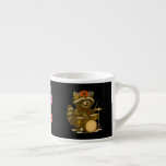 Floral Cute Raccoon Playing Guitar &amp; Drum Set Espresso Cup