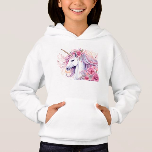 Floral Cute Unicorn Hoodie (Front)