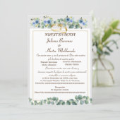 FLORAL CYAN BLUE NUESTRA BODA INVITATION (Standing Front)