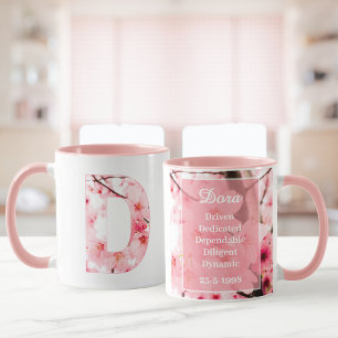 Floral D Initial Mug Personalized Name & Traits