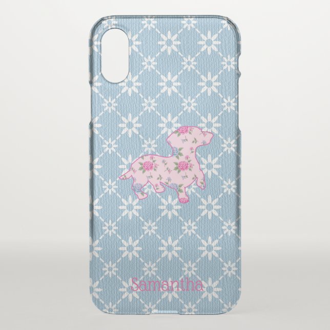 Floral Dachshund iPhone X Clearly™ Deflector Case (Back)