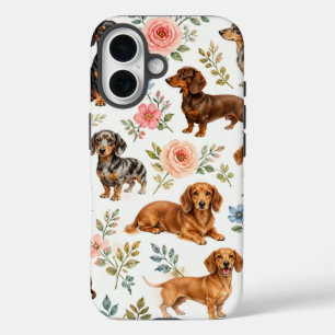 Floral Dachshund Phone Case - Wiener Dog Pattern