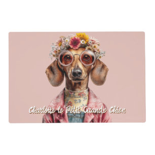 Floral Dachshund with Vintage Style Placemat