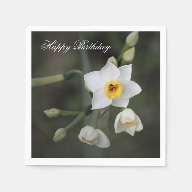 Floral Daffodil Birthday Napkins (Front)