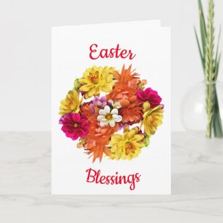 Floral Dahlia Flower Pattern Easter Card