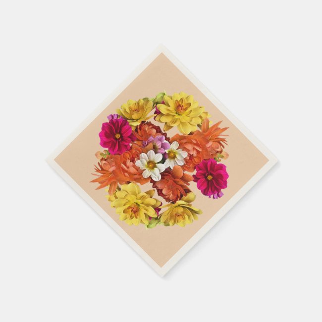 Floral Dahlia Flower Pattern Paper Napkins