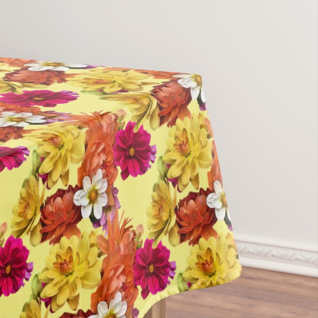 Floral Dahlia Flower Pattern Tablecloth