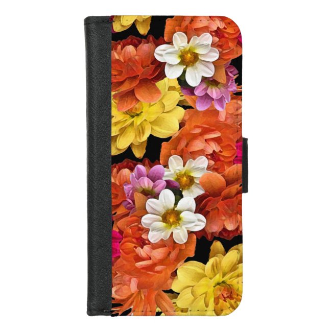 Floral Dahlia Flowers iPhone 8/7 Wallet Case