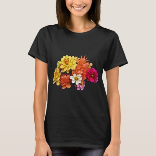 Floral Dahlia Flowers T_Shirt