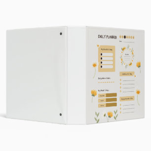 Floral Daily Planner with Sunflowers & Daisies 3 Ring Binder