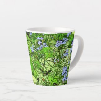 FLORAL/DAINTY PERIWINKLE BLUE FLOWERS AMID BRIGHT