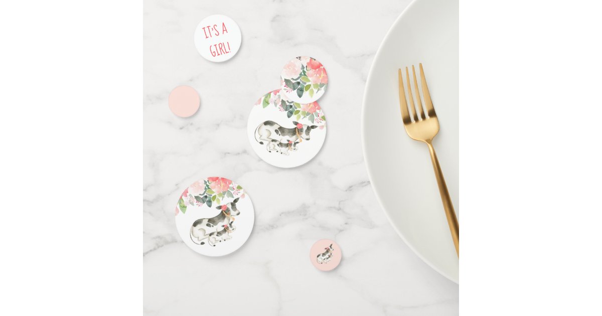 Floral Dairy Cow Baby Shower Confetti Decorations Zazzle Com