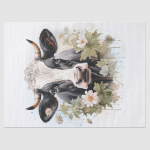 Floral Dairy Cow Holstein Friesian Watercolor Tissue Paper