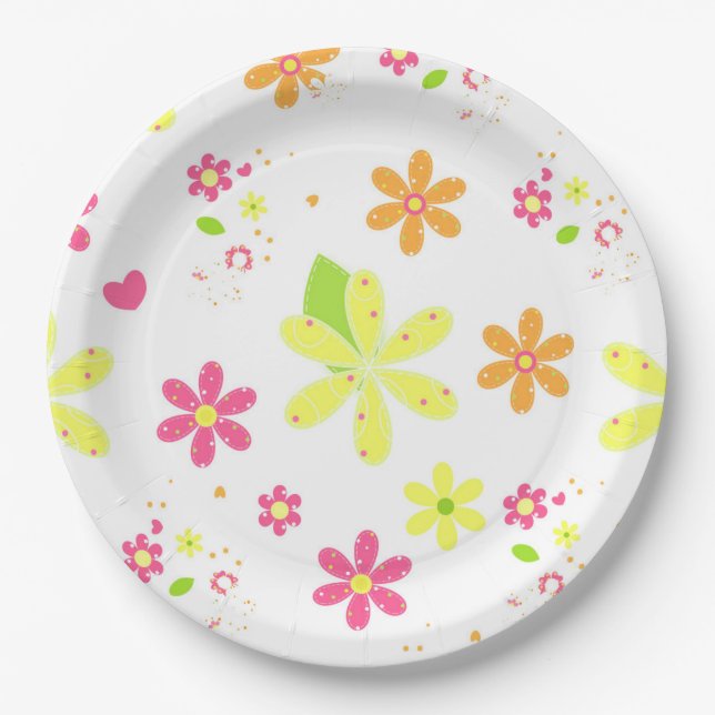 Floral Daisies Paper Plates (Front)