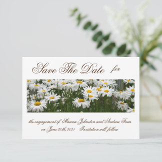 Floral daisies save the date invitation
