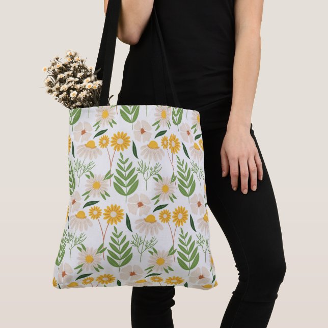 Floral Daisies Tote Bag (Close Up)
