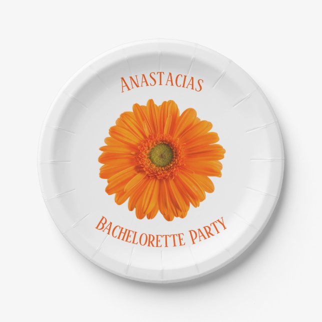 Floral Daisy Bachelorette Party personalized Paper Plates (Front)