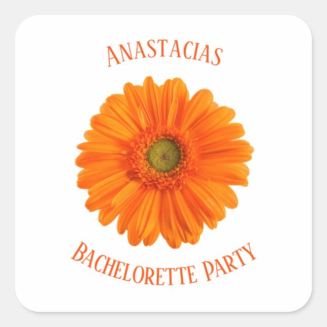 Floral Daisy Bachelorette Party personalized Square Sticker (Front)