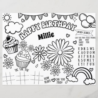 Floral Daisy Birthday Coloring Page