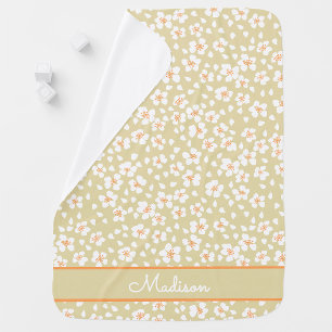 Floral Daisy Custom Name Baby Blanket