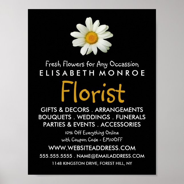 Floral Daisy, Floristry Advertising Poster (Front)