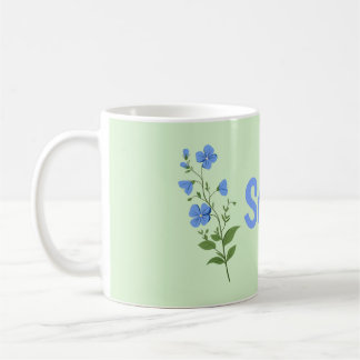 Floral daisy modern personalized cute elegant blue coffee mug