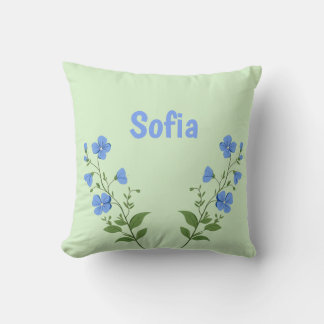 Floral daisy modern personalized cute elegant blue throw pillow