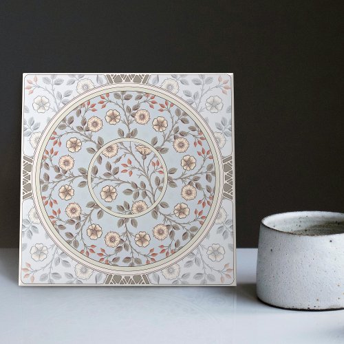 Floral Daisy Pattern by William Morris Ceramic Ceramic Tile