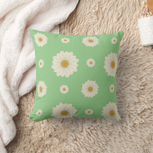 Floral Daisy Pattern Throw Pillow (Blanket)