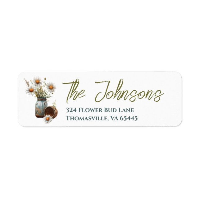 Floral Daisy Personalized Return Address Labels (Front)