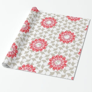 Floral Daisy Prints on Grey Petals Wrapping Paper