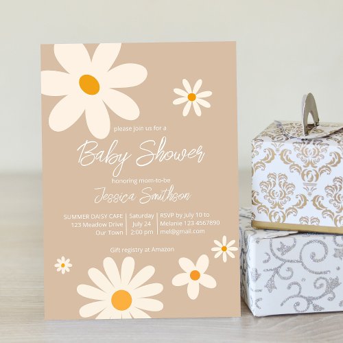 Floral daisy retro desert baby shower boho invitation